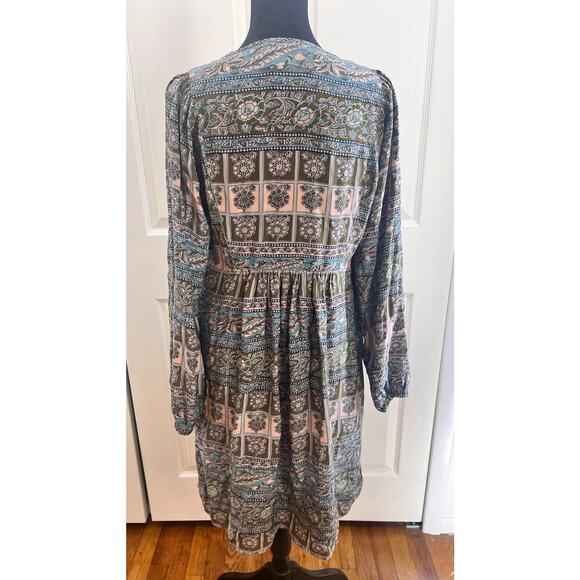 NWOT Anthropologie Sunner S Silk Boho Chic Floral Peasant Dress - Picture 3 of 6